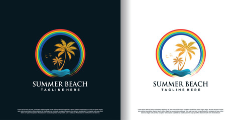 palm tree logo design with creative and unique style concept premium vector