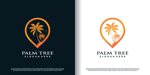 palm tree logo design with creative and unique style concept premium vector