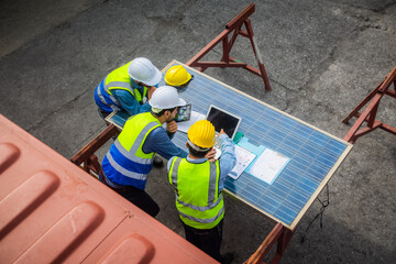 Team Engineers meeting on solar power setting project
