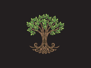 oak tree and roots logo