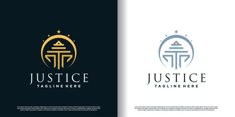 law logo design with creative concept premium vector