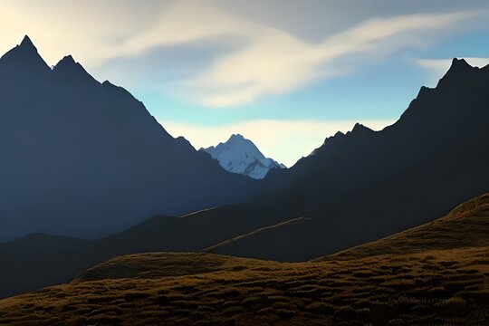Mountains landscape silhouette set. High mountain skyline border. Generative AI