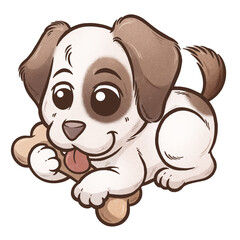 Vector illustration of Cartoon Dog with bone