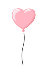 Obraz na płótnie Canvas Cartoon pink heart balloon isolated on white background. Air balloon for Birthday parties, celebrate anniversary, weddings festive season decorations. Helium balloon. Vector illustration