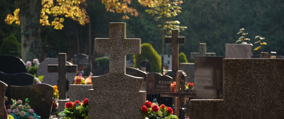 CEMETERY - Tombstones at burial site of the dead