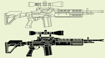 m21 vector illustration with outline and silhouette.
