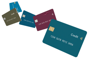 Here are realistic mock credit card or debit cards that are isolated on a transparent background layer..This is an illustration  about bank cards, finances and business.