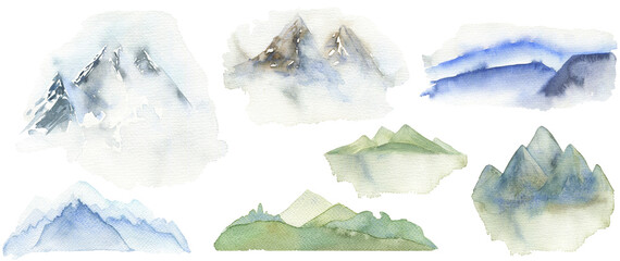 Snow mountains landscape. Pine forest in fog, mist mountain landscape - 576005370