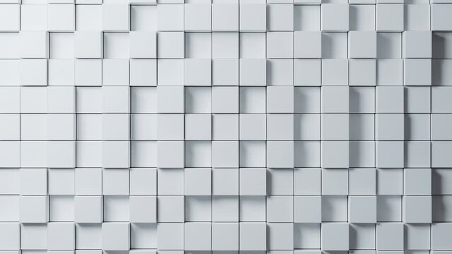 Abstract square random waving motion background architectural, Elegant dynamic squares loop and box shapes moving gently up and down. 3d animation digital concept background. 4k UHD Seamless Loop