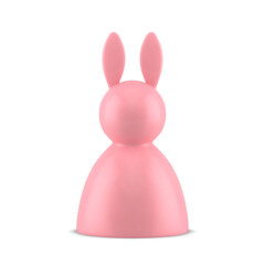 Fototapeta premium Pink bunny Easter toy glossy porcelain animal character with long ears realistic 3d icon vector