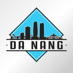Obraz premium Da Nang, Hải Châu District, Da Nang, Vietnam Skyline Logo. Adventure Landscape Design Vector City Illustration Vector illustration.