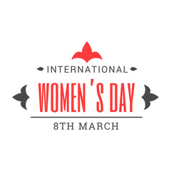 A poster for international women's day with a red and gray design.