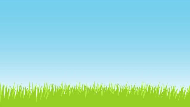 Cartoon grass and blue sky animation. Easter background animation. 4K video