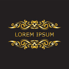 Gold luxury floral vintage monogram decorative logo template
