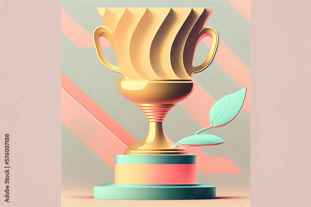 Poster ai generated illustration of retro styled  trophy