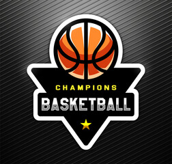 Basketball logo. Sport games. Sporting ball emblem. T shirt print.