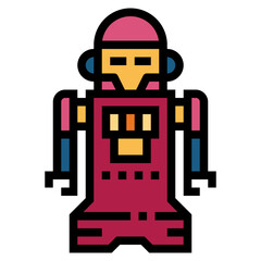 robot filled outline icon style