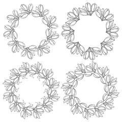 set with flowers frame