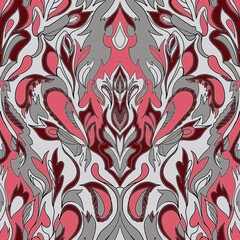 Tribal ikat flower ornament Indian ethnic seamless pattern design