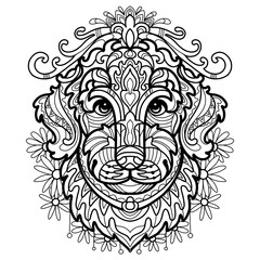 Coloring book page retriever dog vector illustration