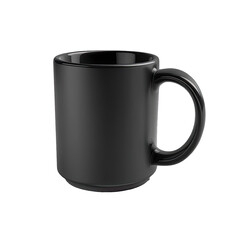 Mug mock up. Black ceramic mug. Black mug mock up isolated on transparent background