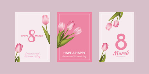 Happy Woman's Day 8 March. Template for advertising, online advertising, social networks and fashion advertising. Flower Poster, Flyer, Brochure Flat Vector