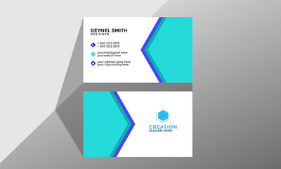 
professional creative modern business card design with blue and sky color