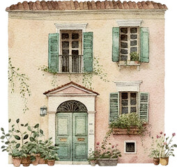 Cute old house illustration created with Generative AI technology