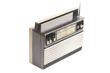 Obraz premium Old transistor radio isolated on white