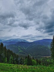 mountains and clouds