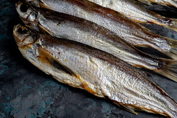 Salted dried goby fish. Fish appetizer for beer