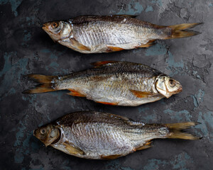 Salted dried perch fish. Fish appetizer for beer