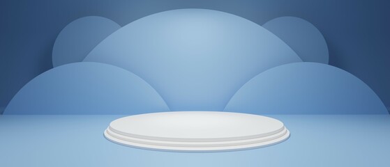 3d render abstract poduim on studio room. Realistic pastel mock-up for products promotion. 3d illustration