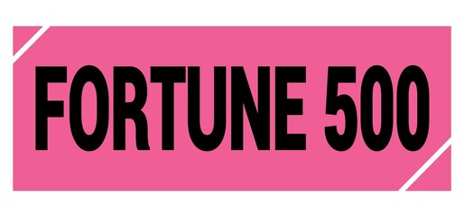 FORTUNE 500 text on pink-black grungy stamp sign.