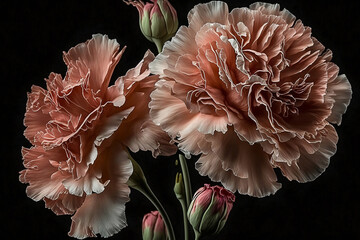A colorful of Carnation flowers for mother's day. Happy mother day. Love. Generative AI.