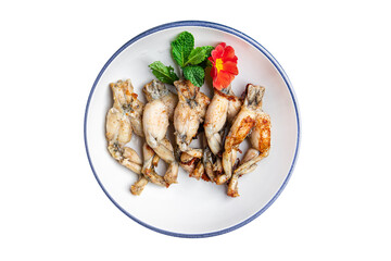 fried frog legs meat cuisine french food healthy meal food snack on the table copy space food background rustic top view