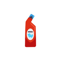 Fototapeta premium Red plastic bottle with detergent flat style, vector illustration