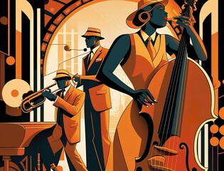 Jazz band in Art Deco era