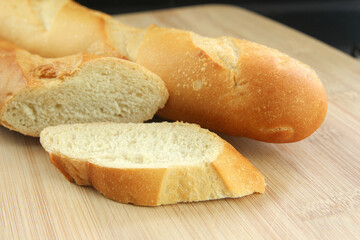 fresh sliced baked bagutte bread