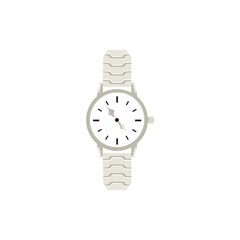 Metal mechanical wrist watch, flat vector illustration isolated on white background.