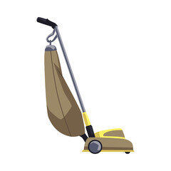 Retro vacuum cleaner with bag, flat vector illustration isolated on white background. © sabelskaya