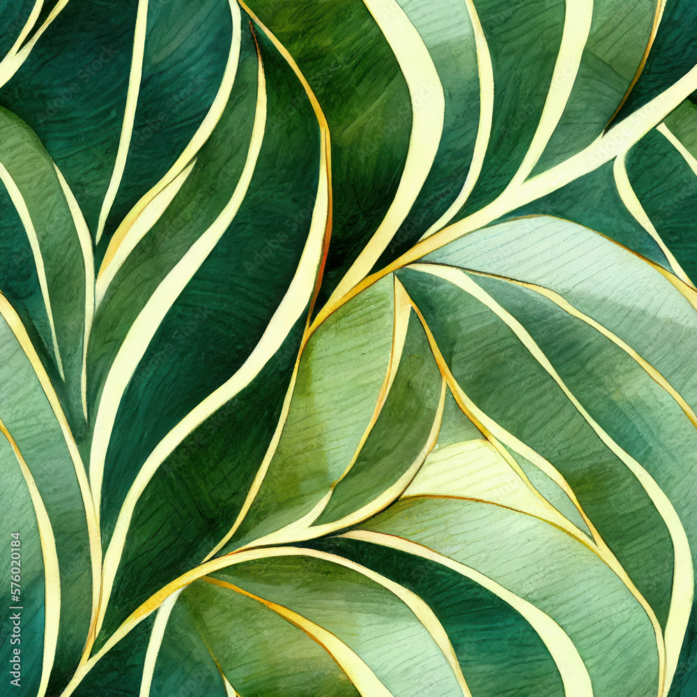 Wall mural Abstract tropical leaf seamless background. Generative ai