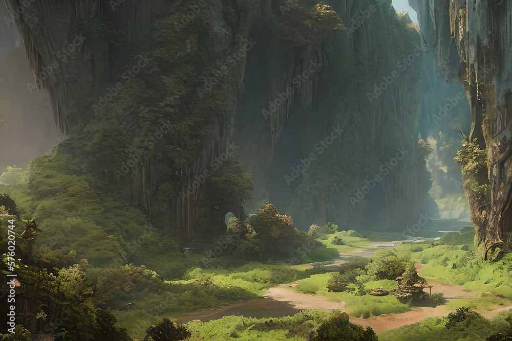 Canvas Prints at the edge of the fantasy world. generative ai