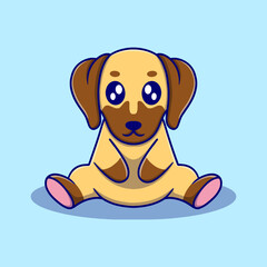 Cute little dog cartoon icon illustration. funny sticker for kids