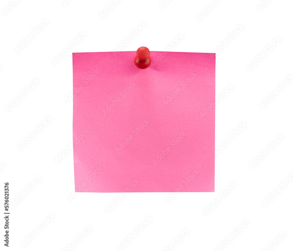 Poster red note paper with pin isolated