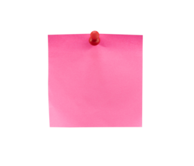 red note paper with pin isolated