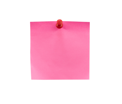 red note paper with pin isolated