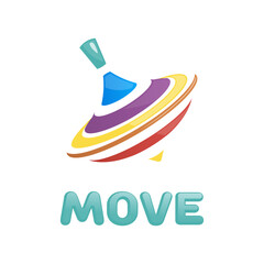 Spinning top illustration and lettering 