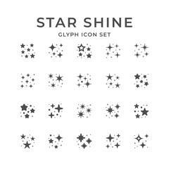 Set glyph icons of star shine
