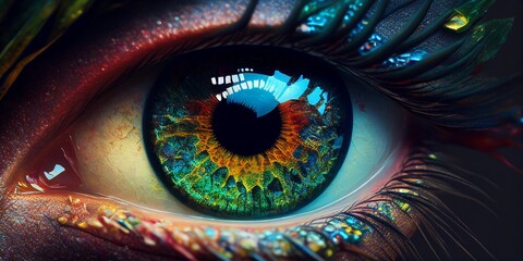 Fototapeta premium Close-up shot of an eye Generative AI